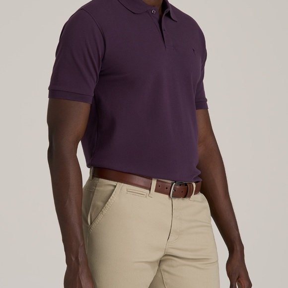 American Tall Men's Tall Classic Polo with Embroidered Logo in Midnight Plum Siz - Picture 3 of 3